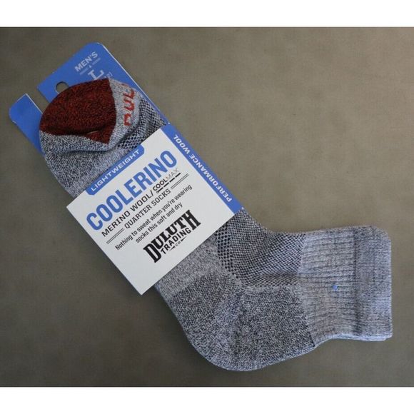 Duluth Trading Men Sz L(9.5-12) Gray Heather Coolerino Merino Wool Quarter Socks - Picture 1 of 6